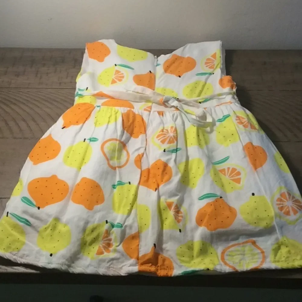 Lemon & Orange cotton dress 2/3T 17” long 10”waist